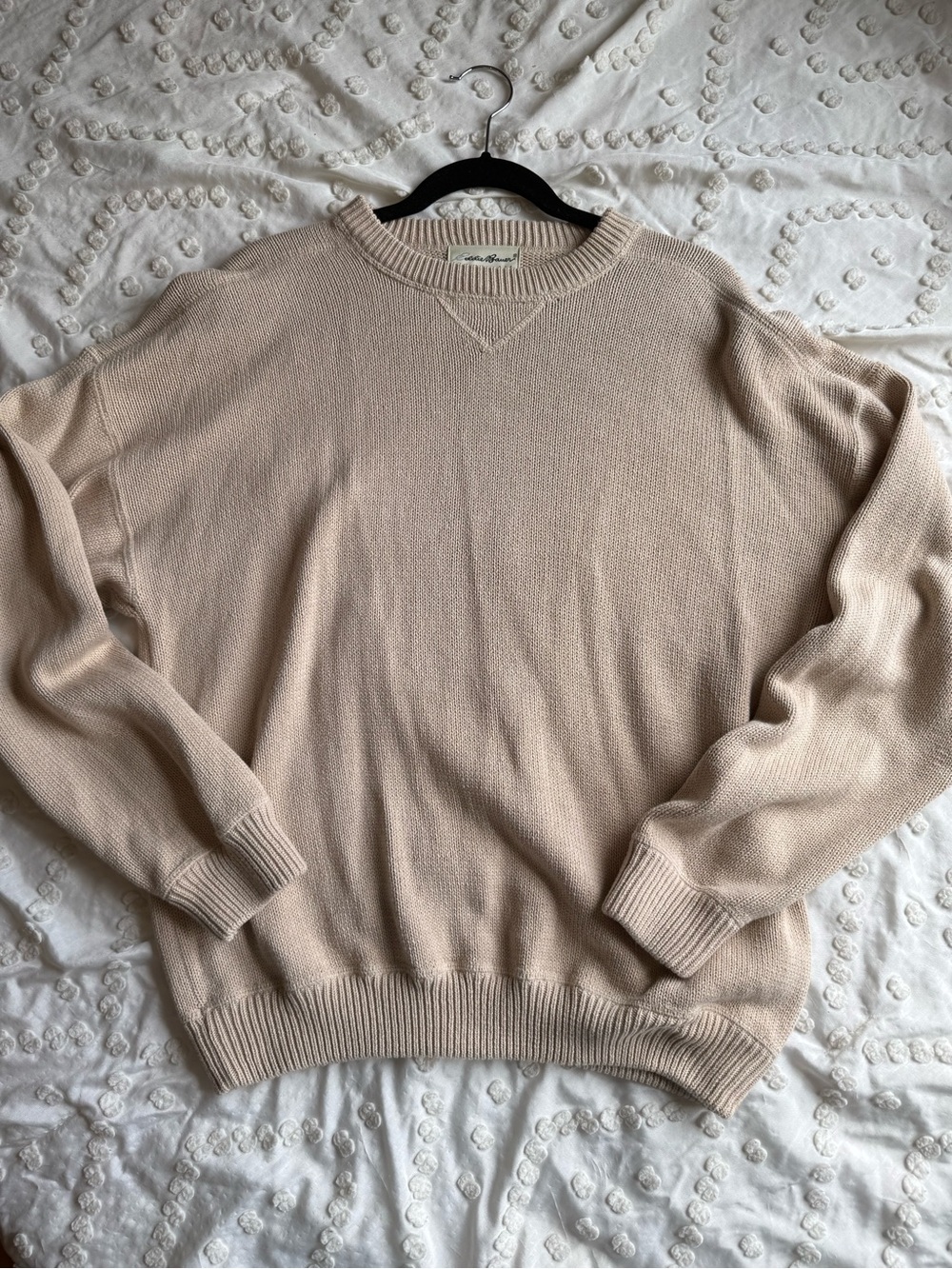 Vintage 90s Eddie Bauer Knit Sweater Cream Crewneck